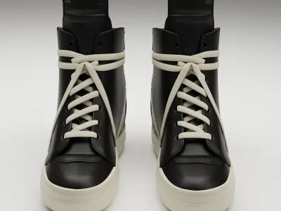 Sneakers Rick Owens Geobasket Converse Black Low-poly 3D model