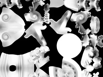 Hard Baroque Handrail Free low-poly 3D model