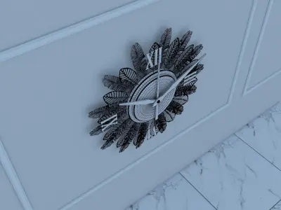 Decorative Metal Clock plants with gold   M 14 3D model