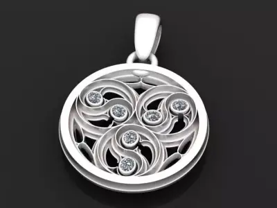 gold swirl pendant 3D printable model  3D print model