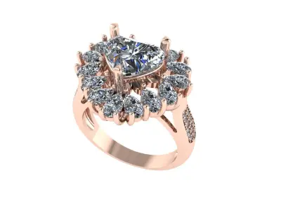 Women diamond ring 3d render 3D print model