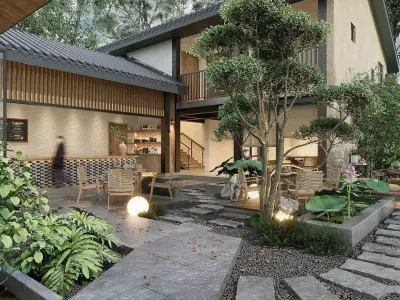 Chinese style minimalist residential courtyard 3D model