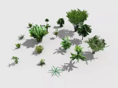 low poly foliage pack Low-poly 3D model