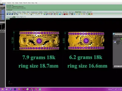 Luxury Dragon and Phoenix Wedding Ring Set 3D Model 565 3D print model