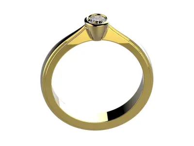 ZP014 engagement ring with diamond 3D print model