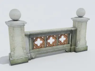 Balustrade stone railing 3D model