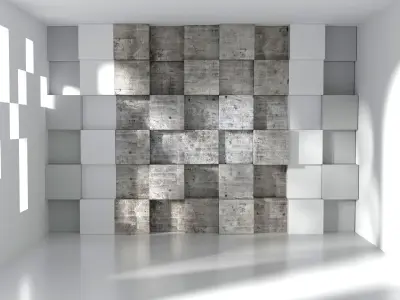 3D Modular 3D Feature Wall Panels Low-poly 3D model