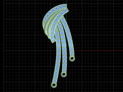 Yellow gold diamond earring-PER-038 DIA 3D print model