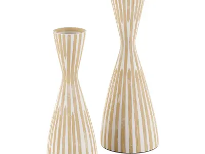 Natural Bamboo Capiz Vase Set 3D model