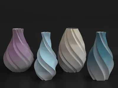 Twirl Vase 3D print model 3D model purchase