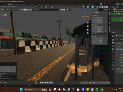 city road  low poly  model  Low-poly 3D model
