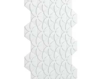 White Flower Decor Wall Panel 3D model
