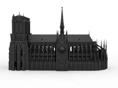 Notre-Dame de Paris Cathedral 3D print model