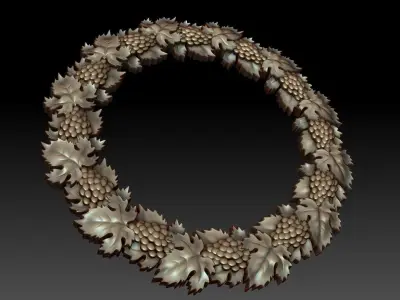 Decorative frame with Grapes and Leaves Free 3D model