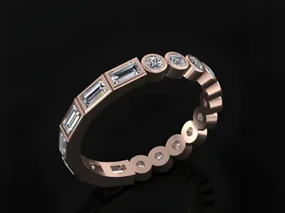 Ring with 2 Stones  3D print model