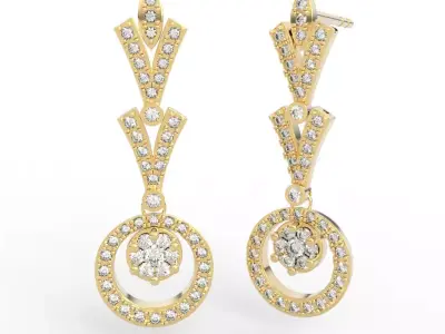 Luxury Art Deco Diamond Earrings 3D print model