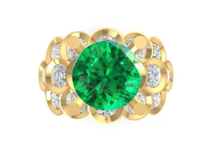 Luxury Cluster Emerald Ring for Women 3D Model 901 3D print model