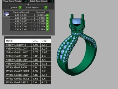 Luxury diamond ring for women 3D print model