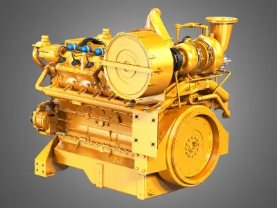  G3412 Engine -  V12 Industrial Diesel Engine 3D model