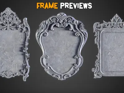 15 Vintage Artisan Mirror Frames - Vol 34 Low-poly 3D model