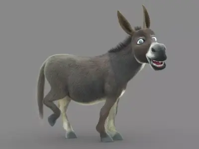 Donkey cartoon Low-poly 3D model