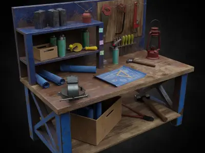 Gameready Workbench Low-poly 3D model