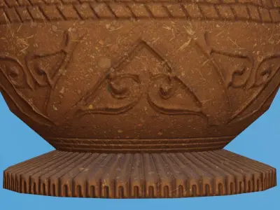Ornate Clay Urn 2 Low-poly 3D model