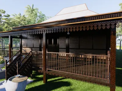 Limas Traditional House of Sambas West Borneo - Type 2 3D model