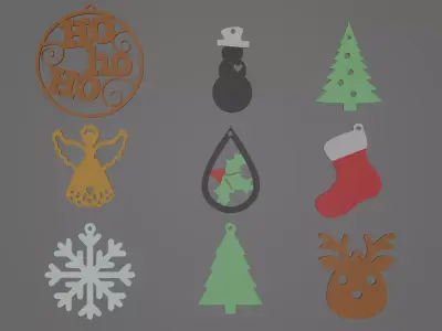 christmas pack earring  3D print model