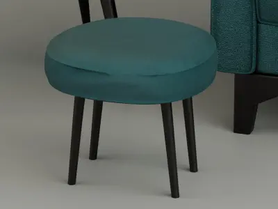 Couch with chair and stool 3D model