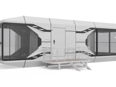 Capsule Modular Two-Room House Low-poly 3D model