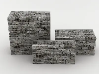 Gabion Stone Wall Baskets 002 3D model