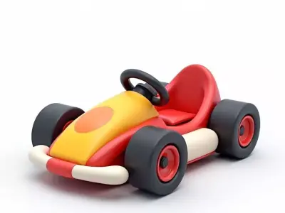 Cute Cartoon Go-Kart Vehicle 3D Model Low-poly 3D model