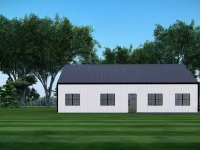 Contemporary Barndominium Home Design Combining Barn 3D model