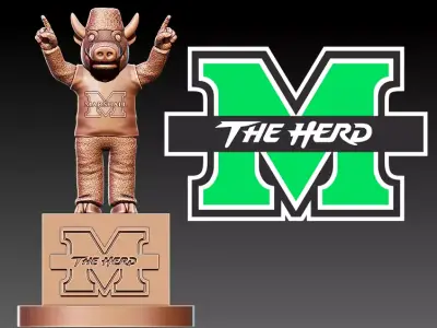 MARSHALL THUNDERING HERD FOOTBALL MASCOT STATUE  3D print model