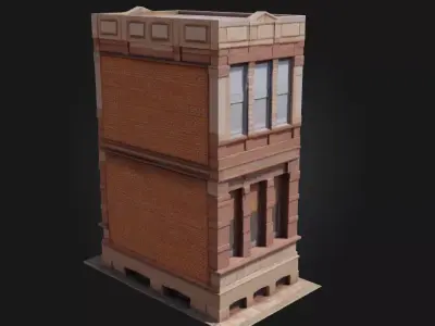 Thin Brick Building  Sleek Profile with Classic Urban Charm 3D model