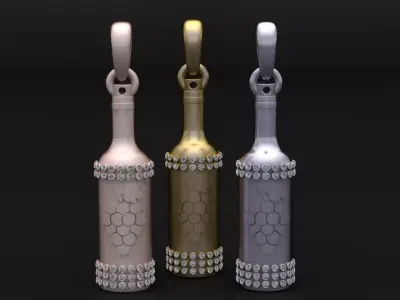 Diamond Wine Bottle Pendant 3D print model