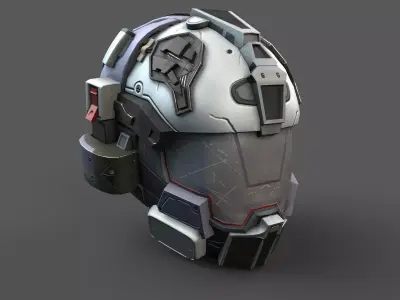 Helmet scifi military 3d model space Low-poly 3D model