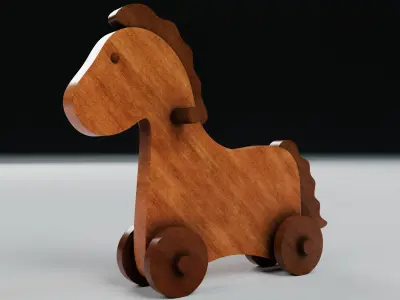 Vintage Wooden Toy Horse Low-poly 3D model