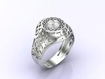 Print Ready STL 3DM  Gents Rings Diamond Men Ring  3D print model 203