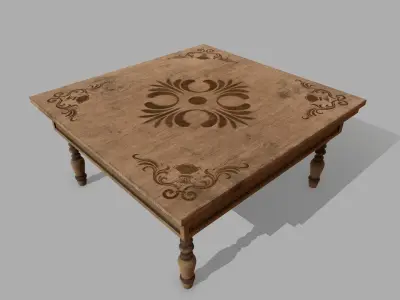 Table wooden Low-poly 3D model