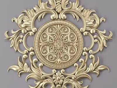 Ornament 1 ornate gold medallion 3D model