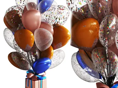 Beautiful elegant balloons Low-poly 3D model