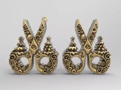 scissor christmas tree decor  3D print model