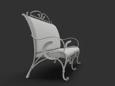 Wrought Garden Furniture - Bench Coffee Table and Pergola 3D model