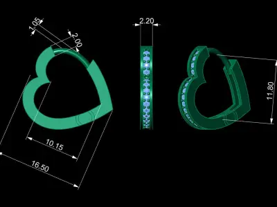 Heart Earrings 3D print model