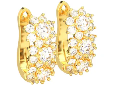 Decorative diamonds english lock earrings 3D print model  3D print model