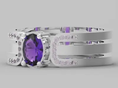 ring with gems Free 3D print model