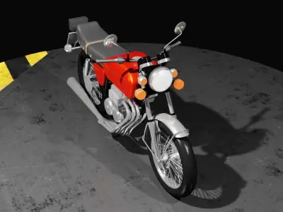 Motorcycle orange Low-poly 3D model