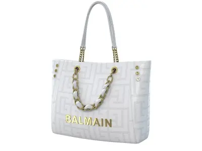Balmain 1945 Soft Jacquard Tote Bag White Low-poly 3D model